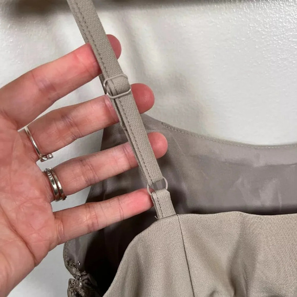 Snidel A-line Midi Dress One Size Taupe Neutral Event Special Occasion Cocktail - Picture 6 of 7